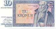 Island 10 Kronur Geldschein Banknote Tiu Kronur -