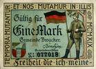 Deutschland, Deutsches Reich 1 Mark 1 x Notgeldschein, Notgeld Gemeinde Broacker -