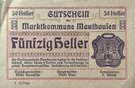 Österreich Notgeld 50 Heller 1 x Notgeldschein, Gutschein der Marktkommune Mauthausen -