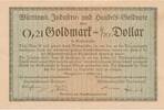 Deutsches Reich Deutschland Baden Württemberg 0,21 Goldmark 1/20 Dollar Wertbeständiges Notgeld Württemberg IHK Vereinsbank Stuttgart -