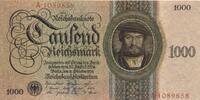 Deutsches Reich Deutschland, Weimarer Republik 1000 Reichsmark Mark Reichsbanknote Banknote, KN 7Stellig Serie R/A -