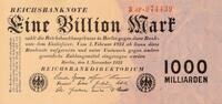 Deutsches Reich Deutschland 1 Billion Mark KN 6stellig, Serie AF -
