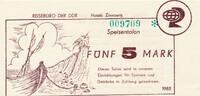 Deutschland DDR 5 Mark 2x Scheine; Reisebüro der DDR, Hotel Zinnowitz, Speisentalon -