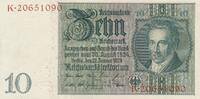 3. Reich, Deutschland, Wehrmacht, Deutsches Reich 10 Reichsmark Mark Reichsbanknote Zwischenform- E/K -