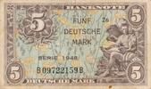 Deutschland BRD Bank Deutscher Länder 5 Deutsche Mark DM Banknote, B/B -