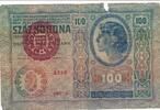 Österreich Ungarn 100 Korona, Kronen 1912 Abstempelung Maygar IV, stark gebraucht. Mit Rissen