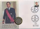 Belgien Numisbrief mit 20 Franc Münze, Briefmarke und Sonderstempel -