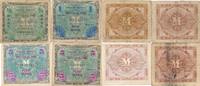 Alliierte Militärbehörde Lot 4 Scheine mit u. o. F 1/2 - 1 - 5 Mark -