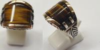 Herrenring 925er Silber Ring Farbstein Braun Gr. 65 : 20,8 mm bicolor Silberring -
