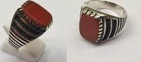 Herrenring 925er Silber Ring Farbstein braun Karneol ? Gr. 64 : 20,5 mm -