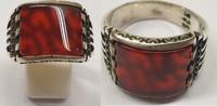 Herrenring 925er Silber Ring Farbstein braun Karneol ? Gr. 65 : 20,8 mm -