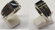 Herrenring 925er Silber Ring Farbstein Schwarz Onyx Gr. 64 : 20,5 mm -