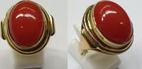Korallenschmuck 8 Karat 333er Gold Ring Koralle Damenring Gelbgold -
