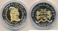 Benin 1000 Francs Goldklassiker Liberty, Silberunze mit Goldauflage, in Kapsel -