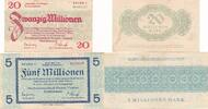 Deutschland Deutsches Reich 5 und 20 Millionen Mark Notgeldschein Notgeld 2 Stück Sachsen Dresden -
