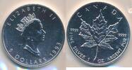 Canada 5 Dollars Münze Elisabeth II Maple Leaf Feinsilber 1 Unze in Plastikhülle -