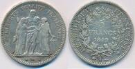 Frankreich 5 Francs Münze Silber A Paris 2. Republik (1848-1852) Herkules -