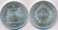 Frankreich 50 Francs Silber Münze Herkules 5. Republik (1959-2001) -