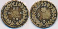 Frankreich Un Decime Münze Ludwig XVIII. BB Strasbourg -