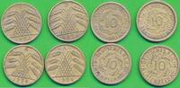 Deutschland Drittes Reich 10 Pfennig 4 Stück Münzen Lot 4 Kursmünzen Rentenpfennig -