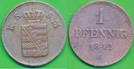 Altdeutschland Deutschland 1 Pfennig Münze Sachsen-Albertinische Linie König Friedrich August II. 1836-54 -