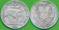 Portugal 10 Escudos Münze Silbermünze Segelschiff -