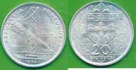 Portugal 20 Escudos Silbermünze Lisbon 650er Silber Salazar Brücke -