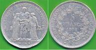 Frankreich 5 Francs Münze Silber Paris: A Herkulesgruppe 3. Republik (1871-1940) -