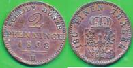 Altdeutschland Deutschland 2 Pfennige Münze Preußen Wilhelm I. (1861-1888) -