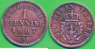 Altdeutschland Deutschland 1 Pfennig 360 Einen Thaler Münze Preußen Wilhelm I. (1861-1888) -