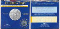 Frankreich 1/4 Euro Silbermünze Europa- Auf die Einführung des Euro , im Originalefolder -