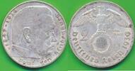 Deutschland Drittes Reich 2 Reichsmark Mark Münze Paul von Hindenburg -