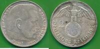 Deutschland Drittes Reich 2 Reichsmark Mark Münze Paul von Hindenburg -