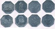 Nürnberg/Fürth 20 Pfennig 4 Stück Notgeldmünzen Strassenbahn -