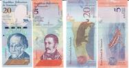 Venezuela 5, 20 Bolivares Banknote Geldschein 1 Stück 5 Bolivares (unc), 1 Stück 20 Bolivares (unc) Lot -