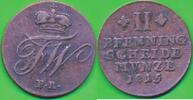 Altdeutschland Deutschland 2 Pfennige Braunschweig-Wolfenbüttel , Friedrich Wilhelm 1806-1815 -