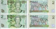 Fiji 2 Dollars Banknote Geldschein 1 x 2 Dollars (o.D.2007), 1 x 2 Dollars (o.D.2012) LOT -