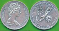 Bermuda 1 Dollar Silberhochzeit Elisabeth II Silbermünze -