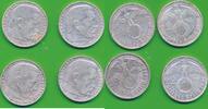 Deutschland Drittes Reich 2 Mark Reichsmark 4x Silbermünzen Paul von Hindenburg Hindenburg - Kursmünze (1936-1939) -