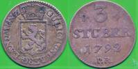 Altdeutschland Deutschland 3 Stiber Jülich Berg 3 Stüber 1792 PR -