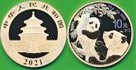 Deutschland 10 Yuan 999/1000 Silber Münze Feinsilber Panda , vergoldet, Auflage: 500 -