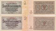 Deutschland Deutsches Reich Drittes Reich 2 Rentenmark, 2 Scheine Rentenbankschein, KN 8stellig rot -