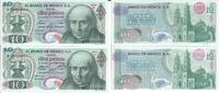 Mexiko 10 Pesos Banknote Geldscheine 2x10 Pesos 1969 Serie 1A und Serie 1B (beide unc) 2 Scheine -
