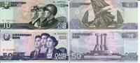 Nordkorea 10 50 Won Banknote Geldscheine 10 50 Won (beide unc und 2002) 2 Scheine -