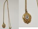 Antikschmuck Biedemeier Feine Kette mit Anhänger, Double, Schaumgold -