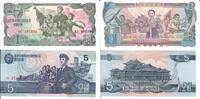 Nordkorea 1 und 5 Won Banknote Geldscheine 1 (1978) 5 (1998) Won (unc) 2 Scheine -
