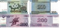 Nordkorea 200 Won Banknote Geldscheine 200 Won (2005 und 2008) unc 2 Scheine -