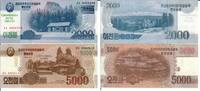Nordkorea 2000 und 5000 Won Banknote Geldscheine 2000 (2008) 5000 (2013) Won (unc) 2 Scheine -