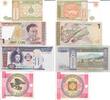 Kirgisistan und Mongolei 1 Tyiyn 1 Som 1 und 100 Tigrik Banknote Geldscheine 1 Tyiyn 1 Som 1 und 100 Tigrik (unc) LOT -