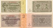 Deutsches Reich Deutschland III. Reich 1 und 2 recntenmark, Rentenbakschein 2 Scheine, KN 8stellig, Serein: H und B -